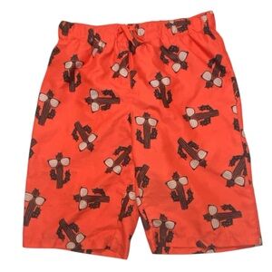 City Streets Youth Orange Black Cactus Sunglasses Swim‎ Trunks Sz XL